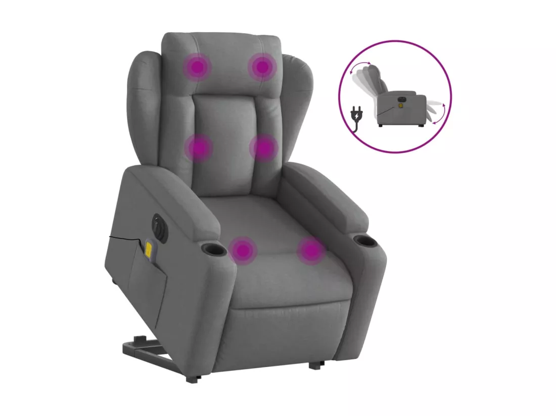 Fauteuil inclinable massant électrique Gris foncé Tissu