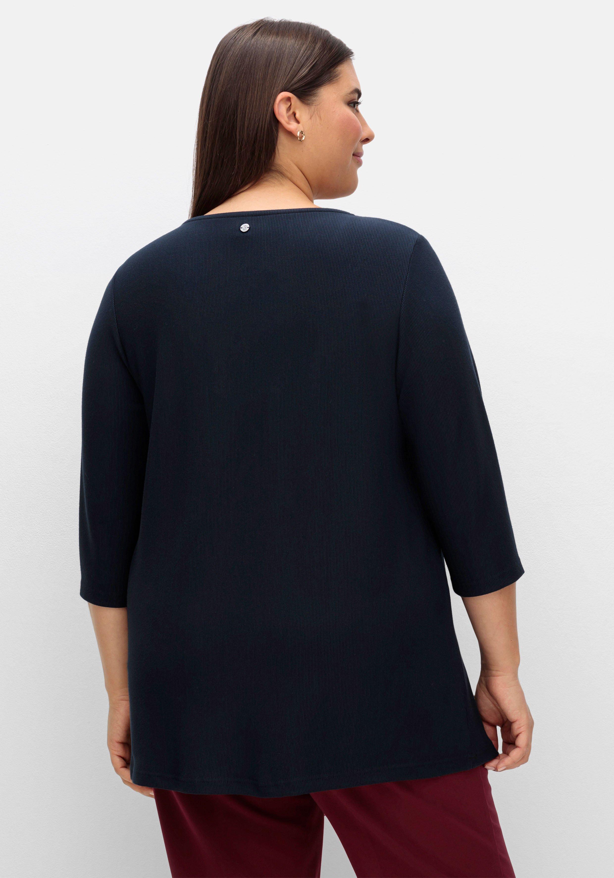 3/4-Arm-Shirt aus Rippjersey, mit Kellerfalte, in A-Linie