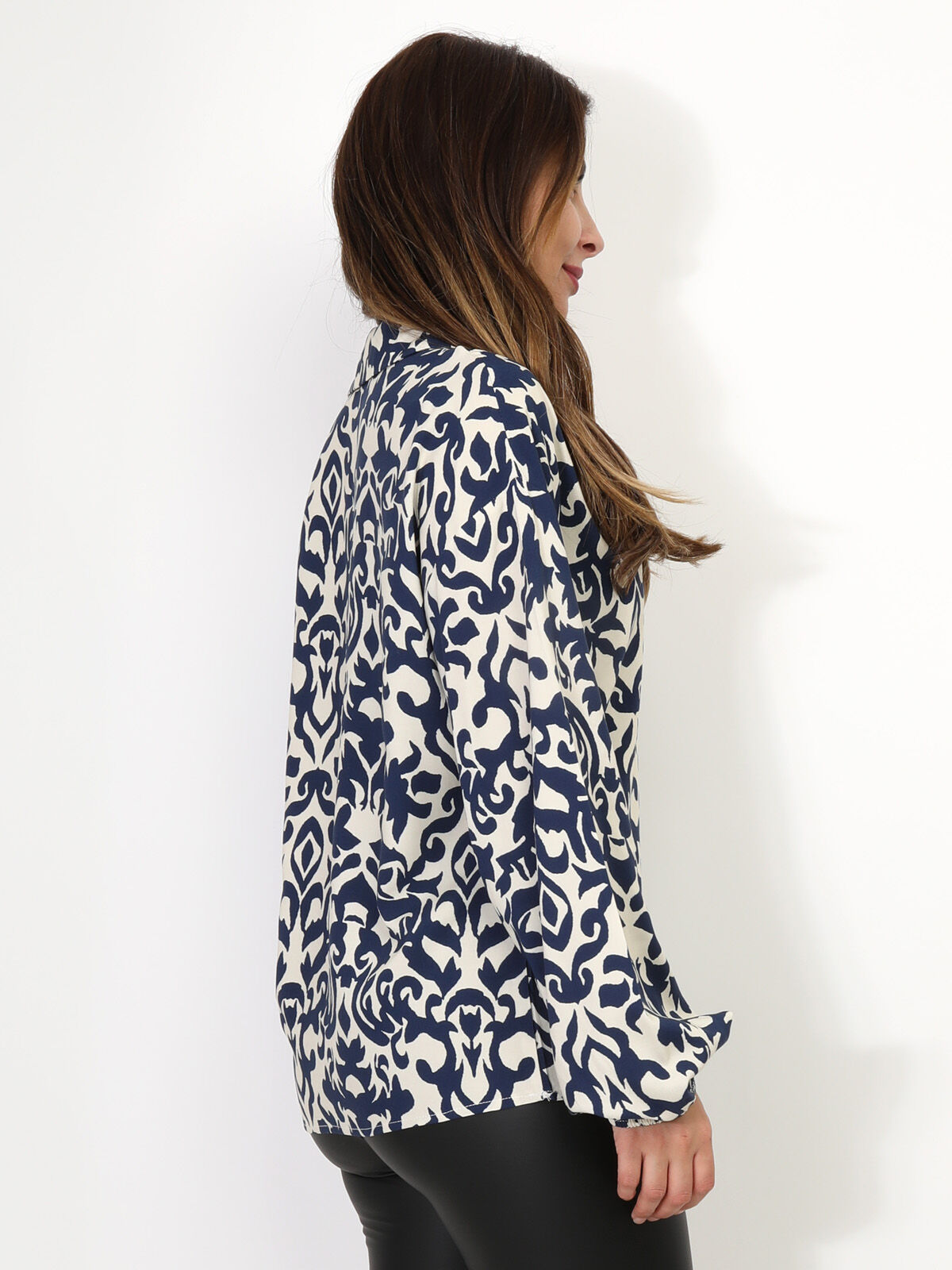 Blouse à imprimé baroque- Bleu