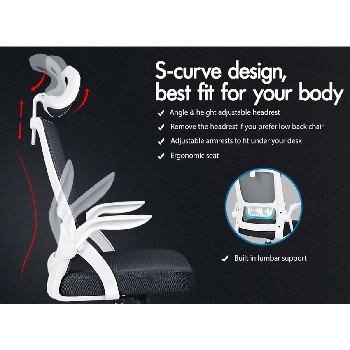Alfordson Chaise de Bureau Jeu - Blanc et Noir