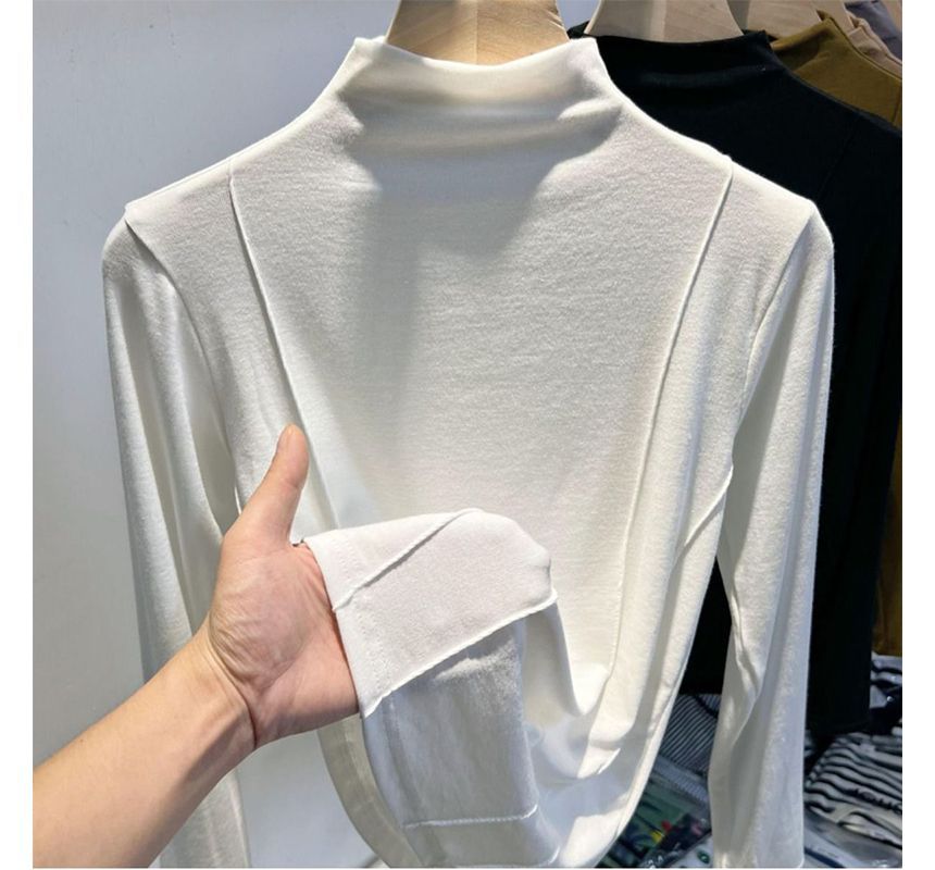 Everose - T-shirt met lange mouwen en hoge hals en effen panelen