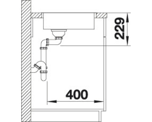 Blanco ANDANO 180-IF spoelbak, 220 x 440 mm, roestvrij staal, 522951
