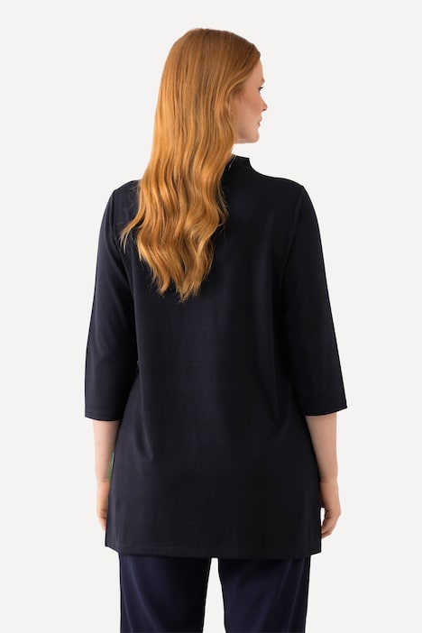 Longshirt, A-Linie, Stehkragen, 3/4-Arm