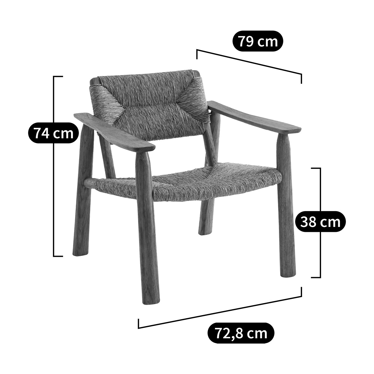 AM.PM<br>Poltrona em carvalho e palha, design Abondance E.Gallina