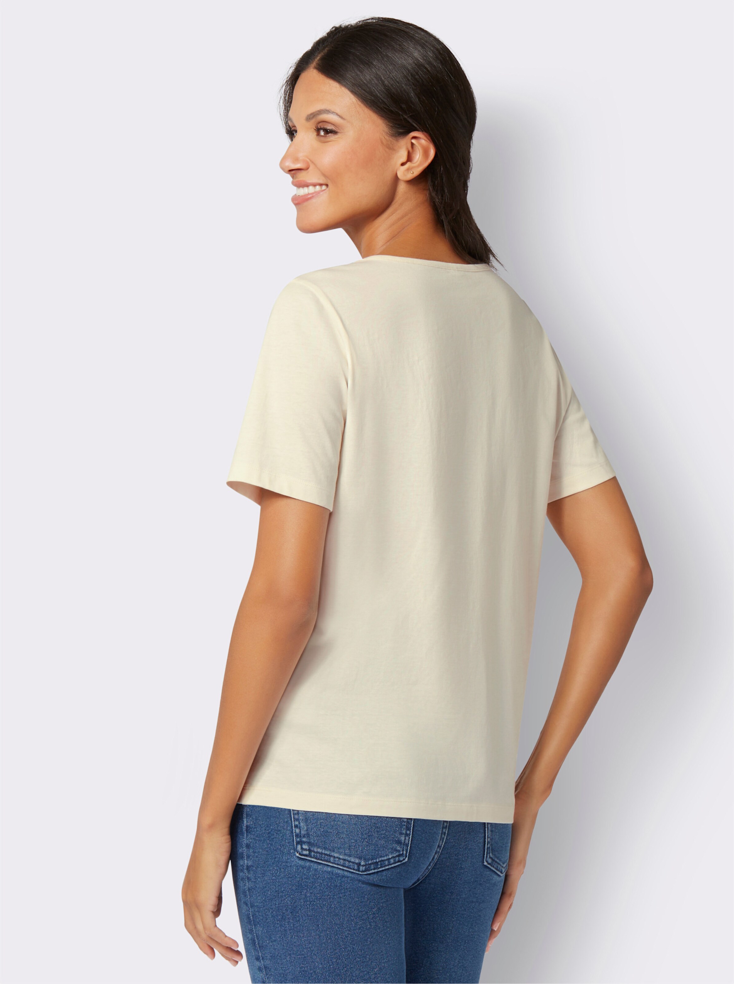 Kurzarmshirt mit platziertem Blüten-Druck
