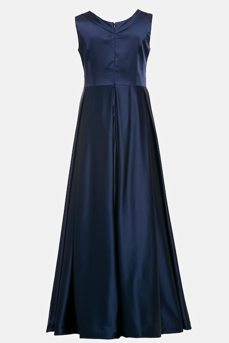 Abendkleid, drapiert, A-Linie, V-Ausschnitt, ärmellos