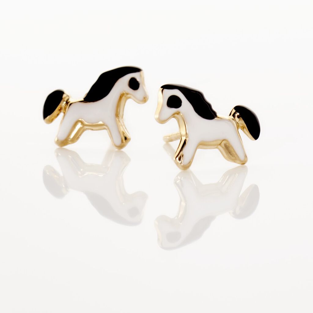 Boucles D'oreilles Puces Heldea Cheval Or Jaune