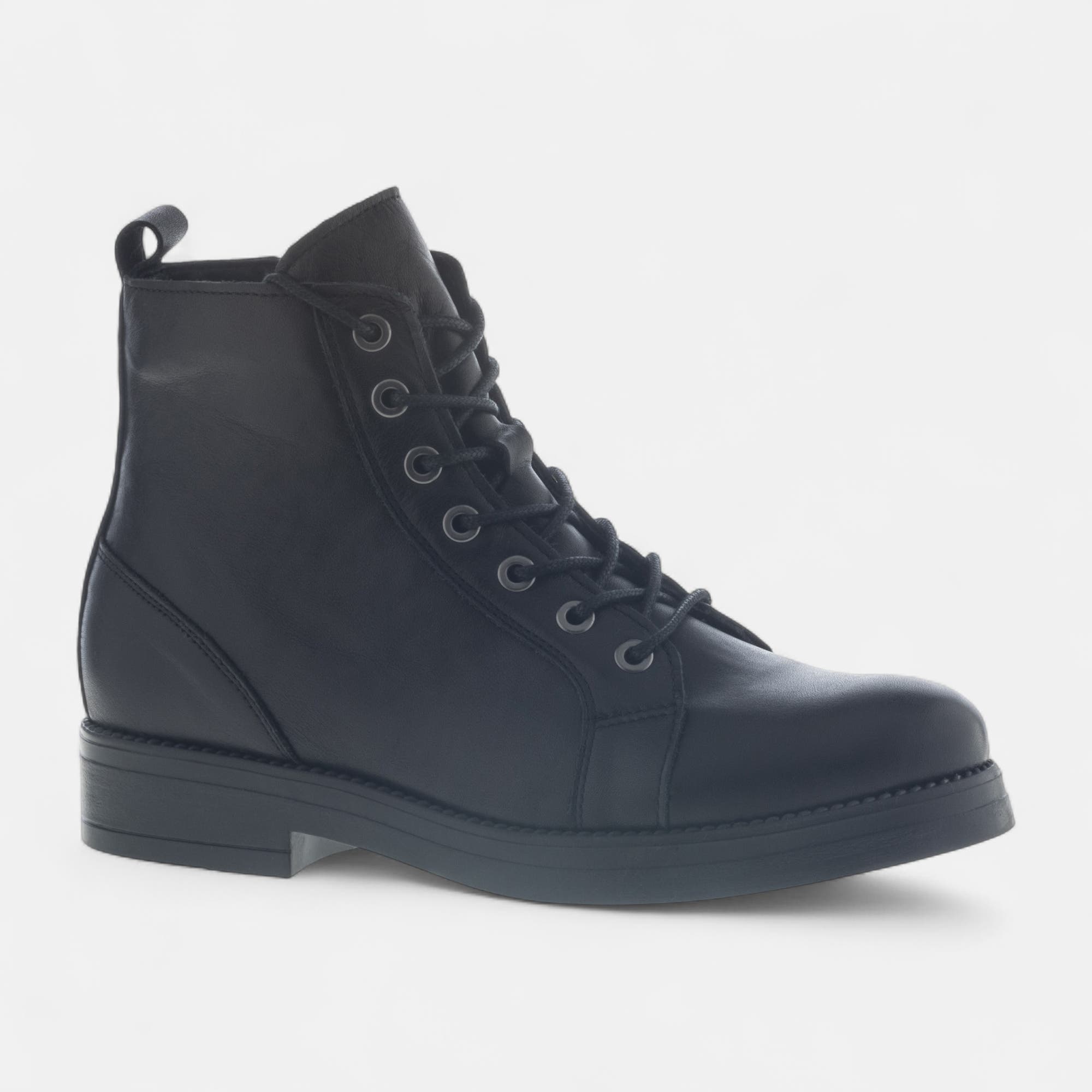 Bottines à lacets Femme en cuir noir