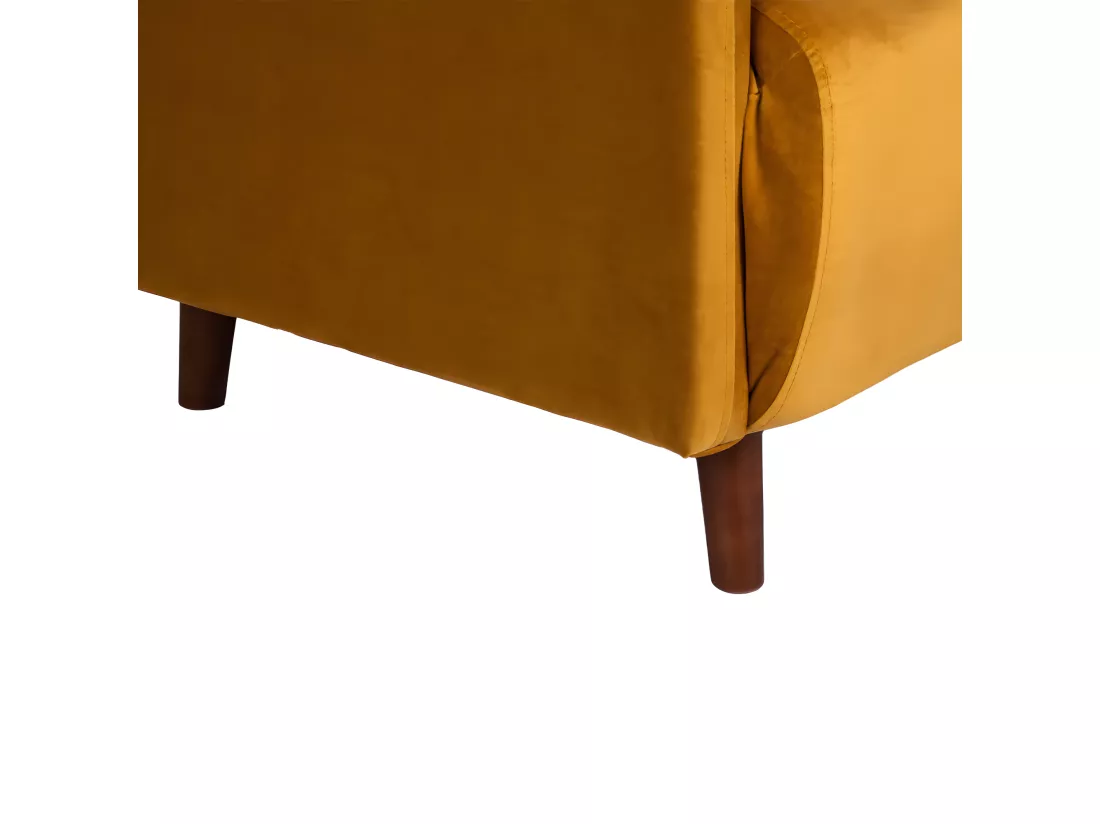 Belushi - Fauteuil convertible en velours - Jaune moutarde