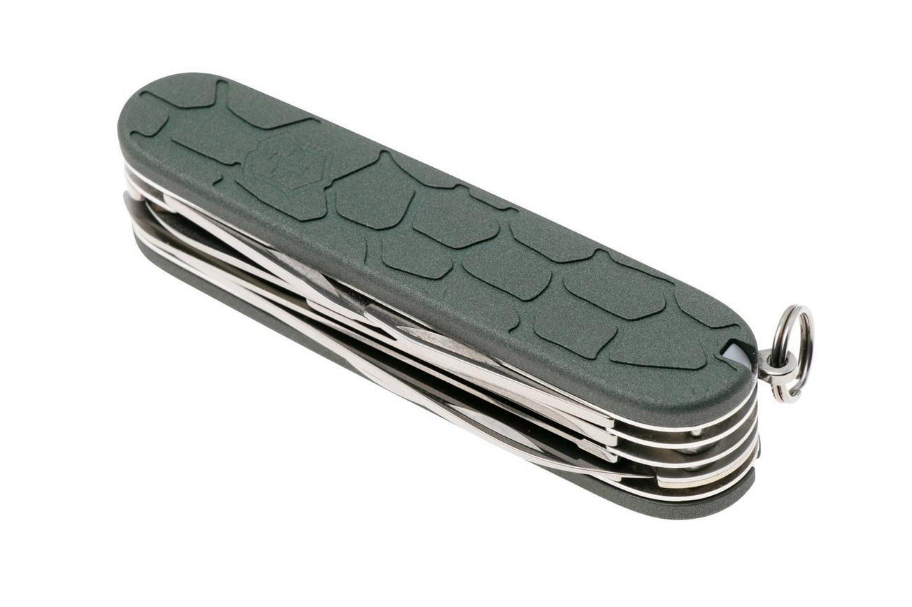 Lex Custom Victorinox 91 mm Scales V91LH338 Lizard Charcoal Green Titanium, handgreepschalen