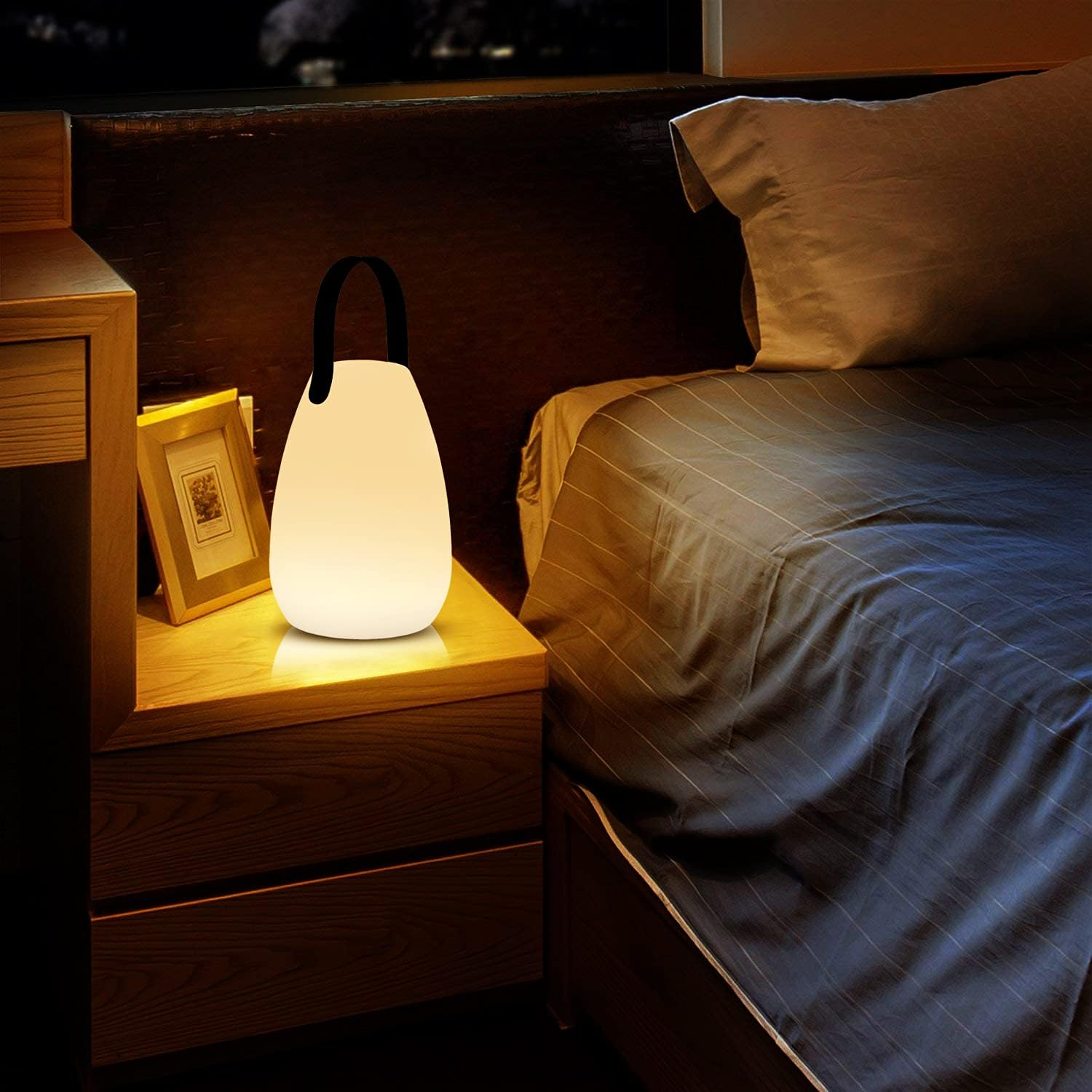(Ø12x27cm) LED Outdoor Lampe USB Hänge Laterne Tragbare Tisch Deko Dimmbare Gartenleuchte inkl. Fernbedienung IP65 - Bunt