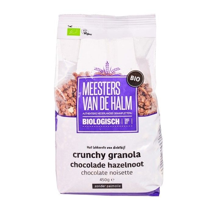 De Halm Crunchy granola chocolade/hazelnoot (bio) 450 gram