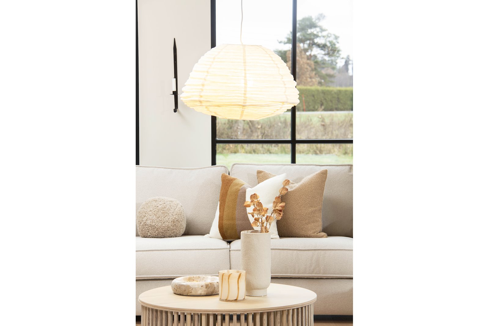 Boracay taklampe Ø60 cm. Juteskjerm med hvit ledning 120cm.