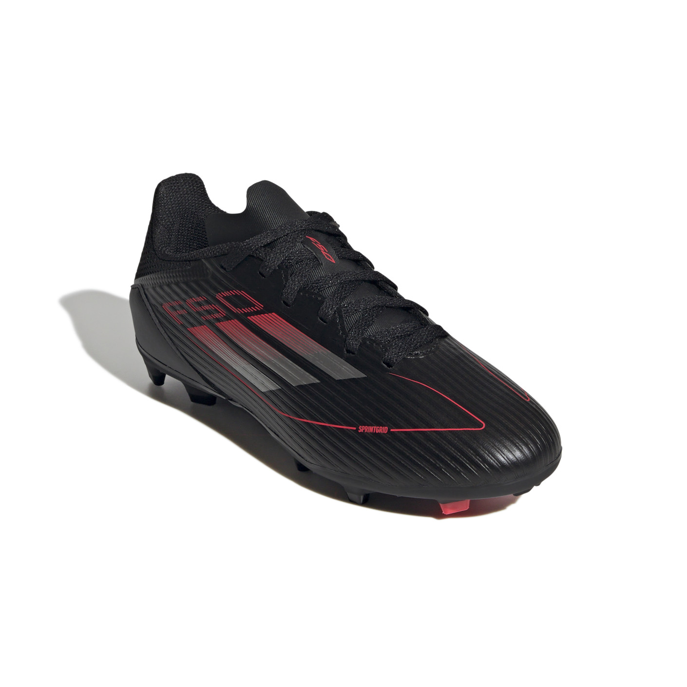 Adidas F50 League Gras / Kunstgras Voetbalschoenen (MG) Kids Zwart Rood Zilver