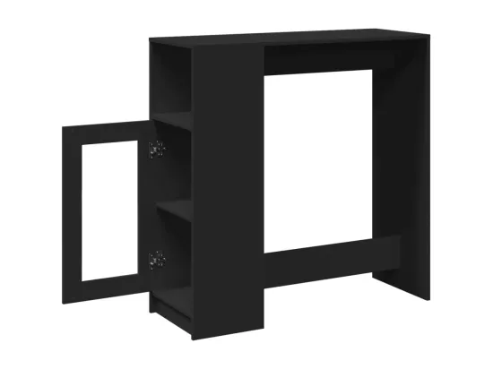 Table de bar avec étagères noir bois d'ingénierie