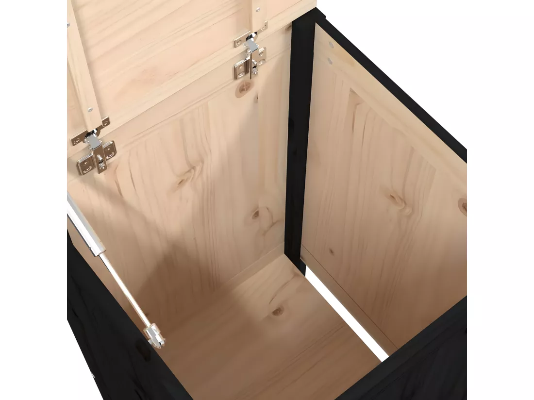 Boîte à linge Noir 44x44x76 Bois massif de pin