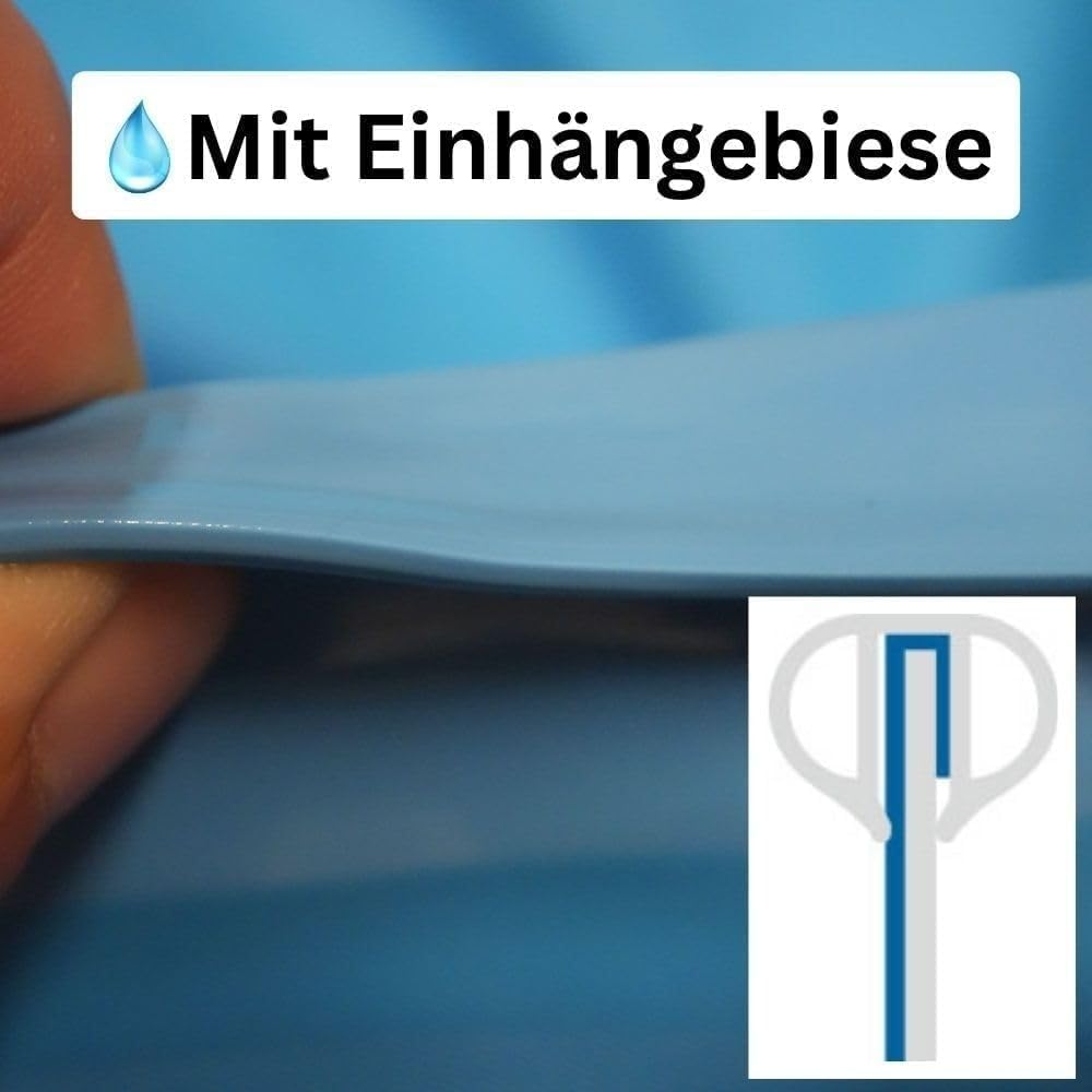 Poolfolie SonaLiner Rund für Rundpool in verschiedenen Größen und Farben geeignet für Stahlwand Rundbecken (blau, Ø 350 x 120 cm | 0.8 mm | Einhängebiese)