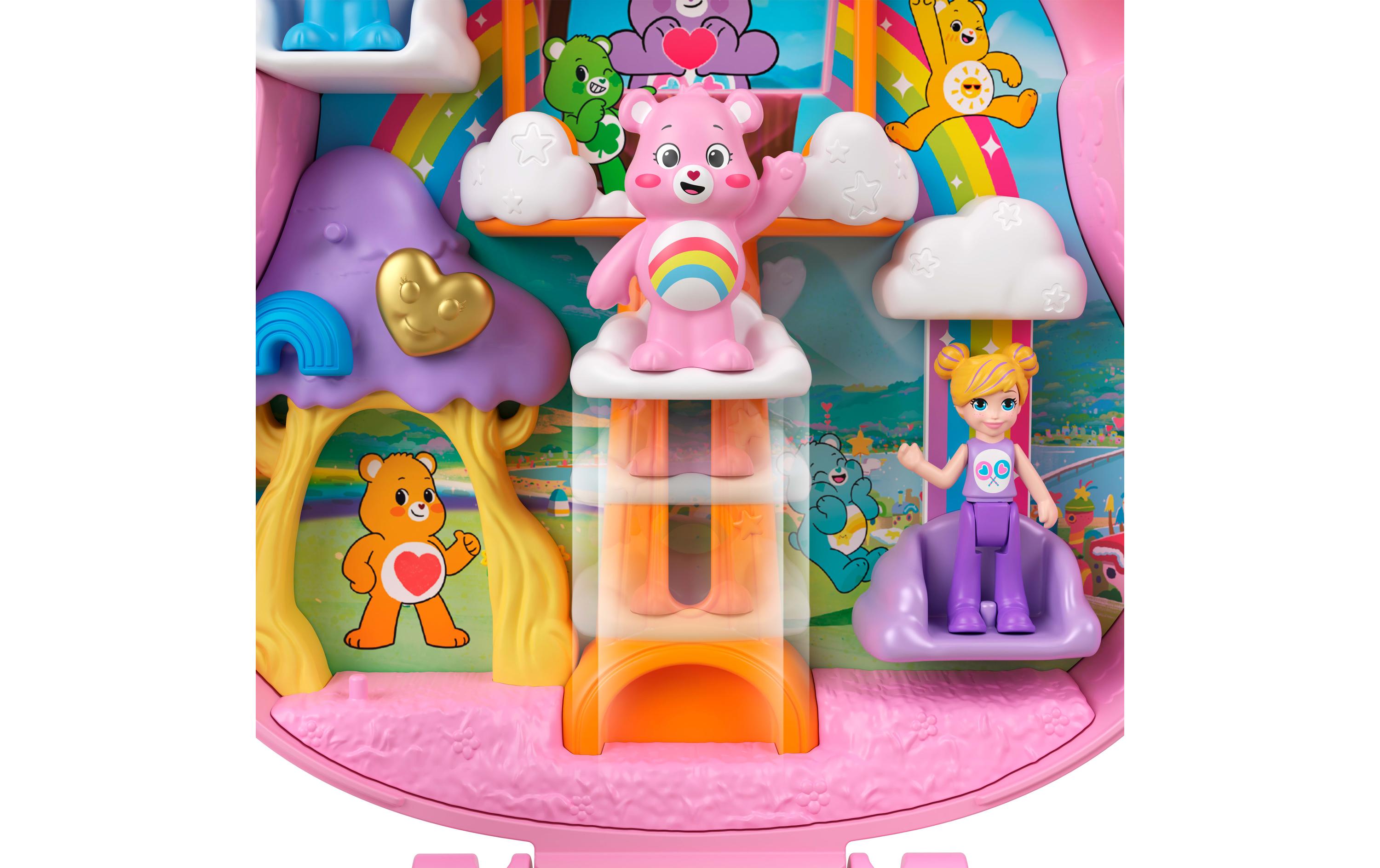Spielset Glücksbärchis SchatullePuppen & Spielset mit Spielzeugauto und thematischen Accessoires, Reisespielzeug-Schatulle