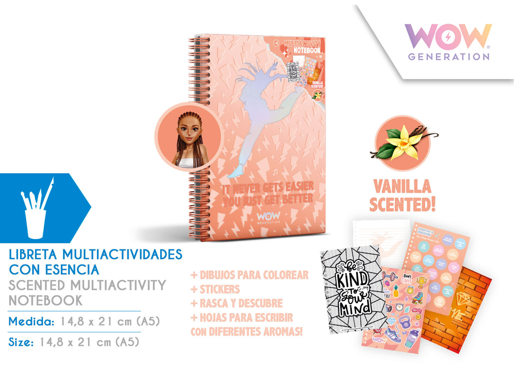 CADERNO ATIVIDADES A5 AROMA A BAUNILHA WOW GENERATION
