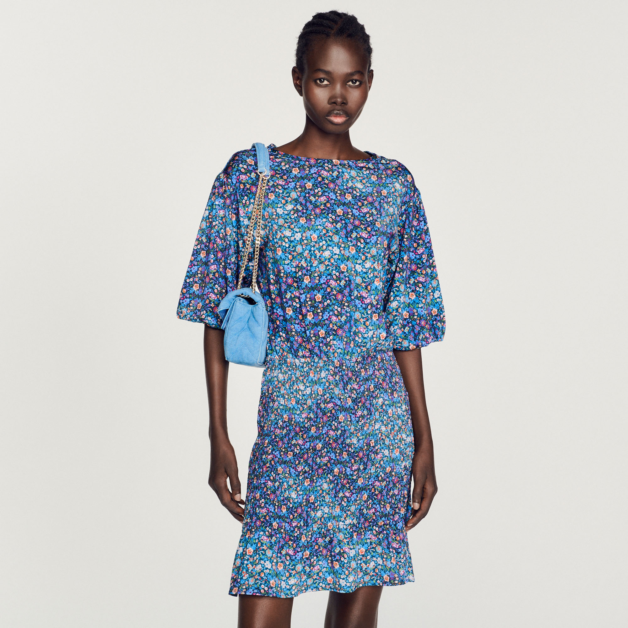 Robe courte imprime fleuri