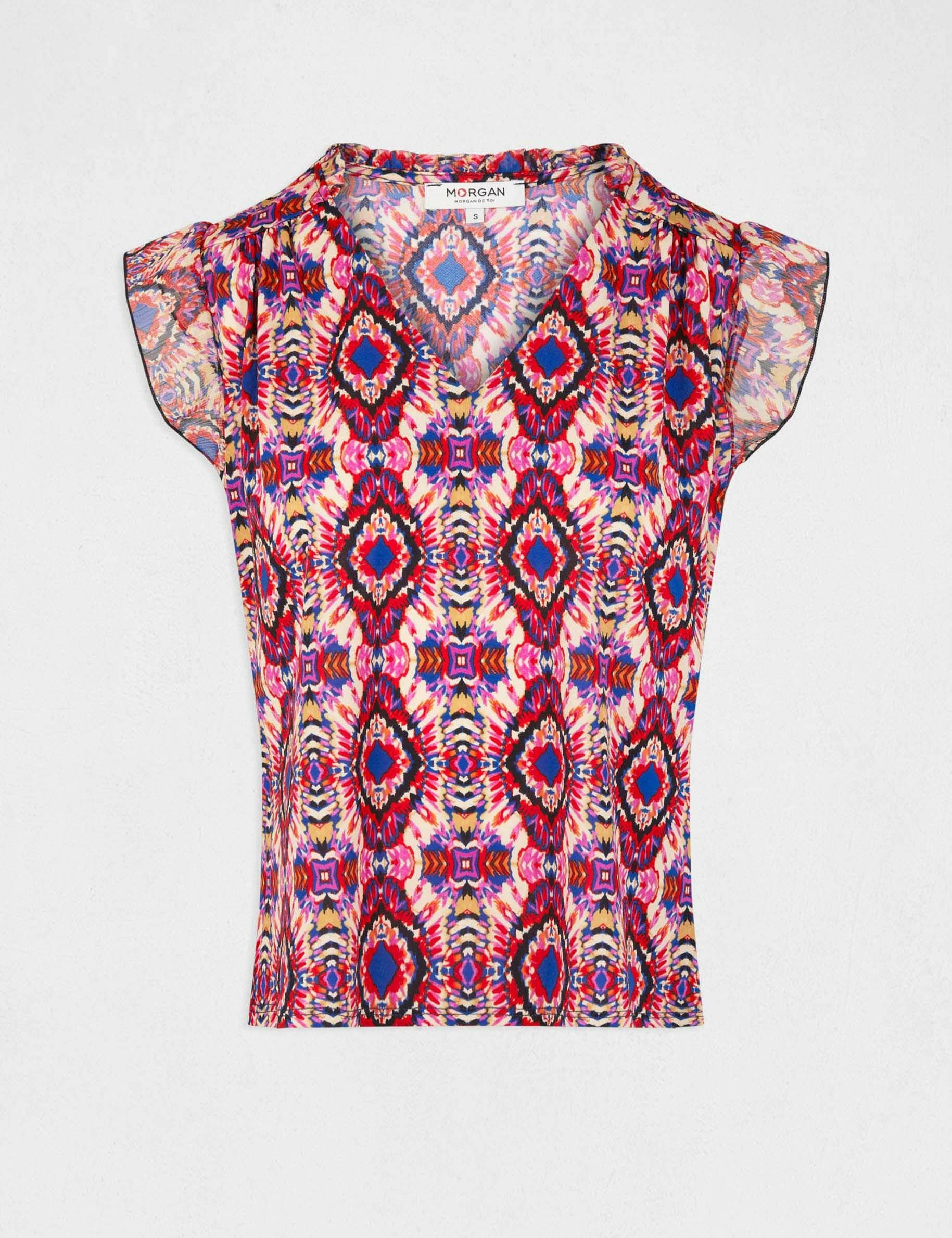 T-shirt manches courtes imprimé multico femme - multico