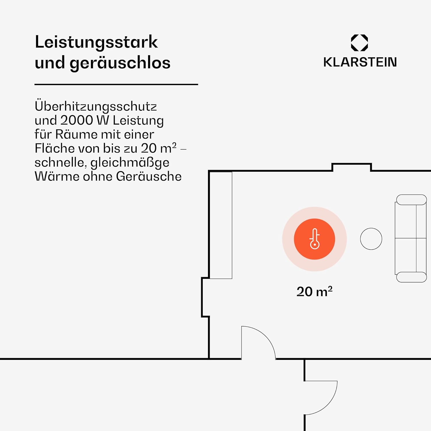 Klarstein Elektroheizung, Konvektor-Heizung Freistehend oder Wandmontage, Mobile Energiesparend, Leise Elektrisch, Standgerät Heizkörper mit Thermostat, 2000 Watt