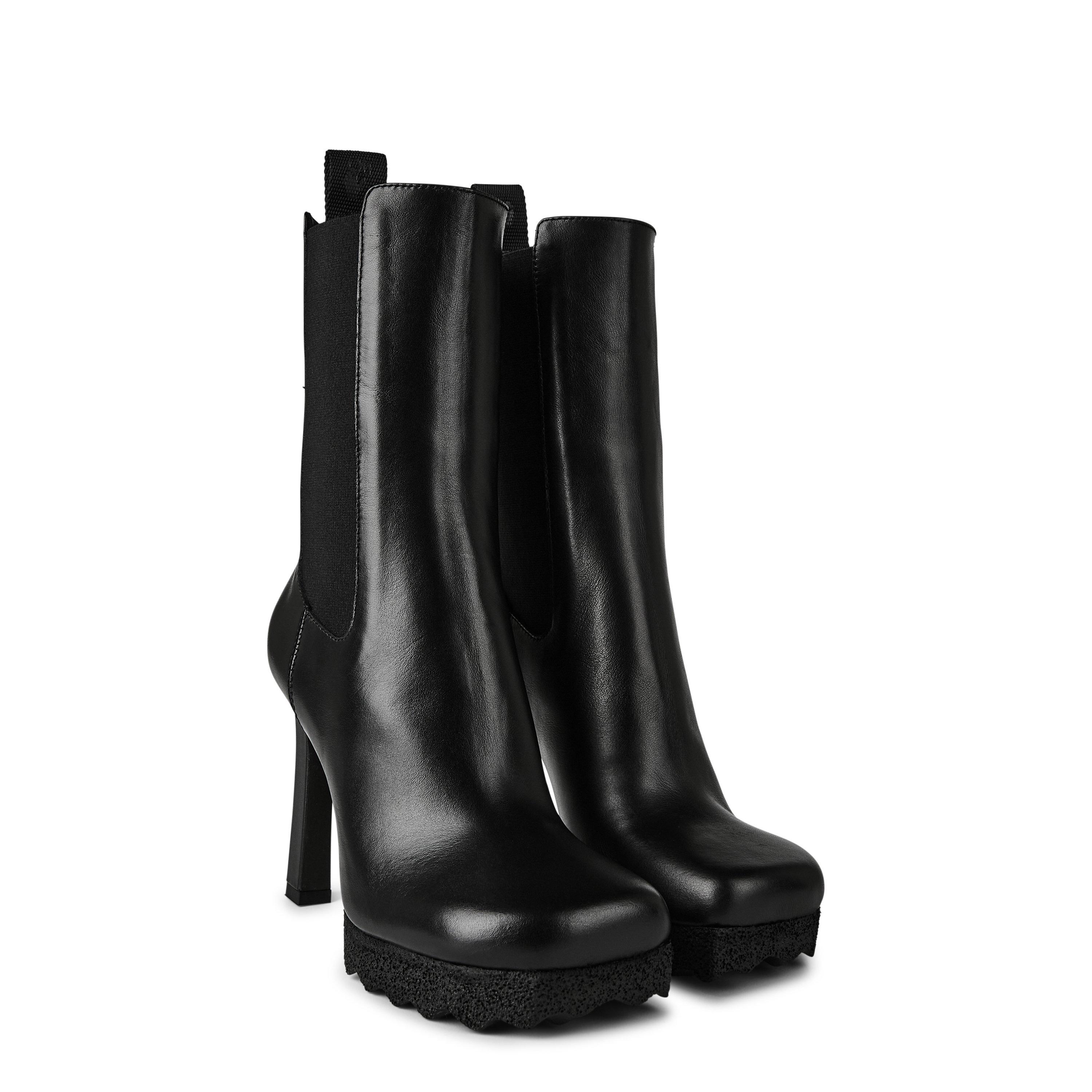 Off White Calf Leather Sponge Heel Boots