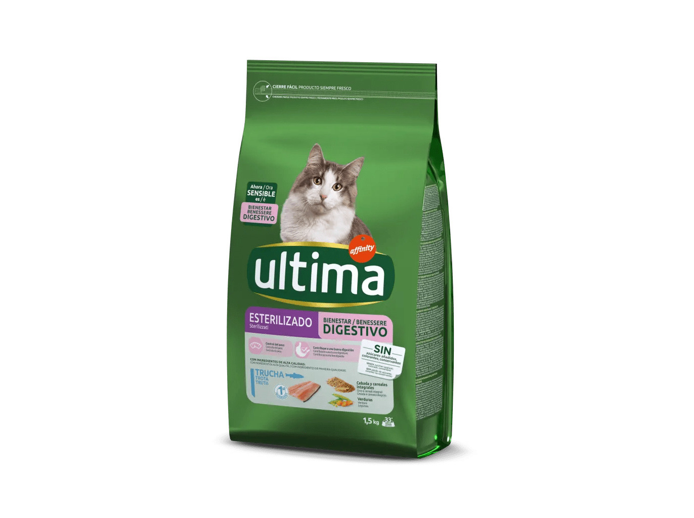 RAÇÃO PARA GATO ULTIMA ESTERILIZADO SENSIBLE 1.5KG