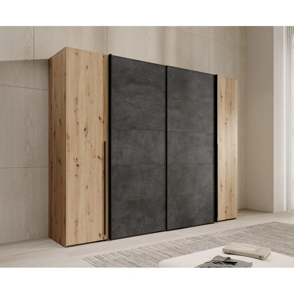 Meubella - Kledingkast Nassau - Eiken - Grijs - 270 cm