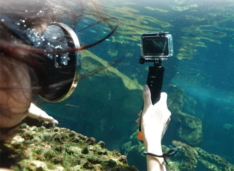 (15m) Unterwasser Bluetooth Fernbedienung Schwimmgriff / Halterung für GoPro Hero 12 / 11 / 10 / 9 / 8 - Schwarz / Orange