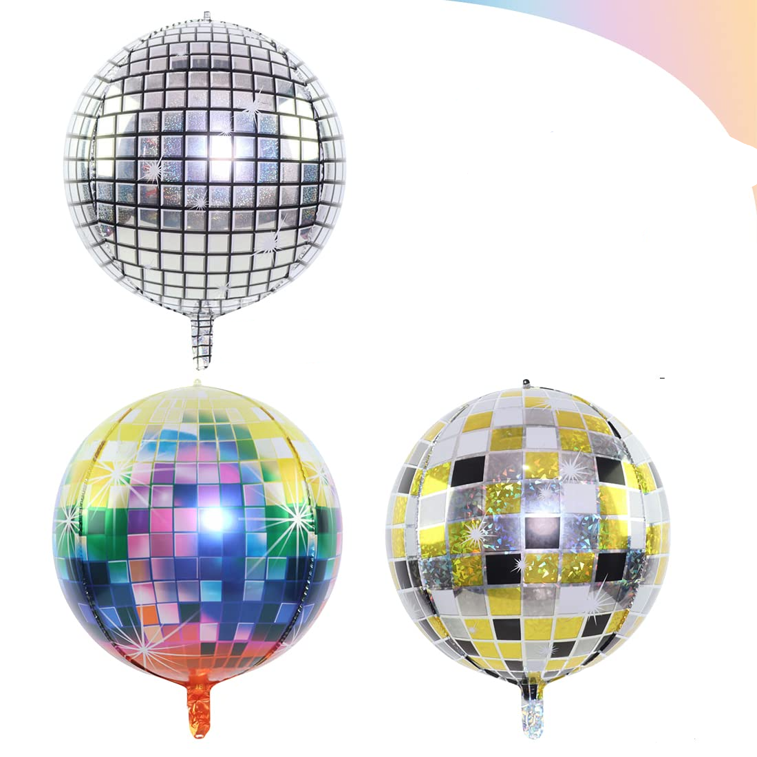 (9er Set) Ø50cm Discokugel Folien Ballon 80er Jahre Luftballons Party Deko - Bunt