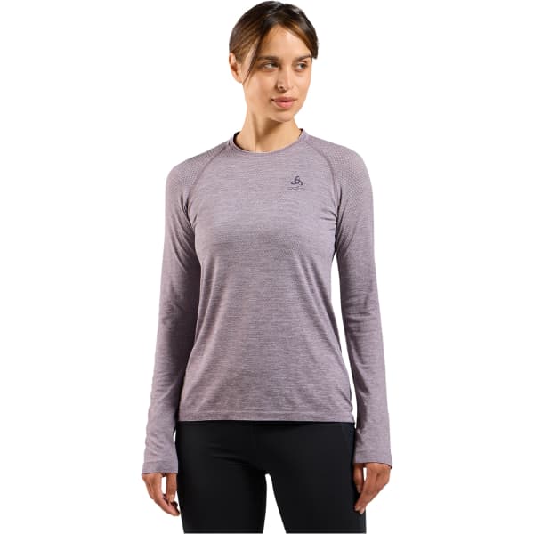 T-shirt trail ODLO ESSENTIAL SEAMLESS T-SHIRT CREW NECK L/S W GRAY RIDGE MELANGE