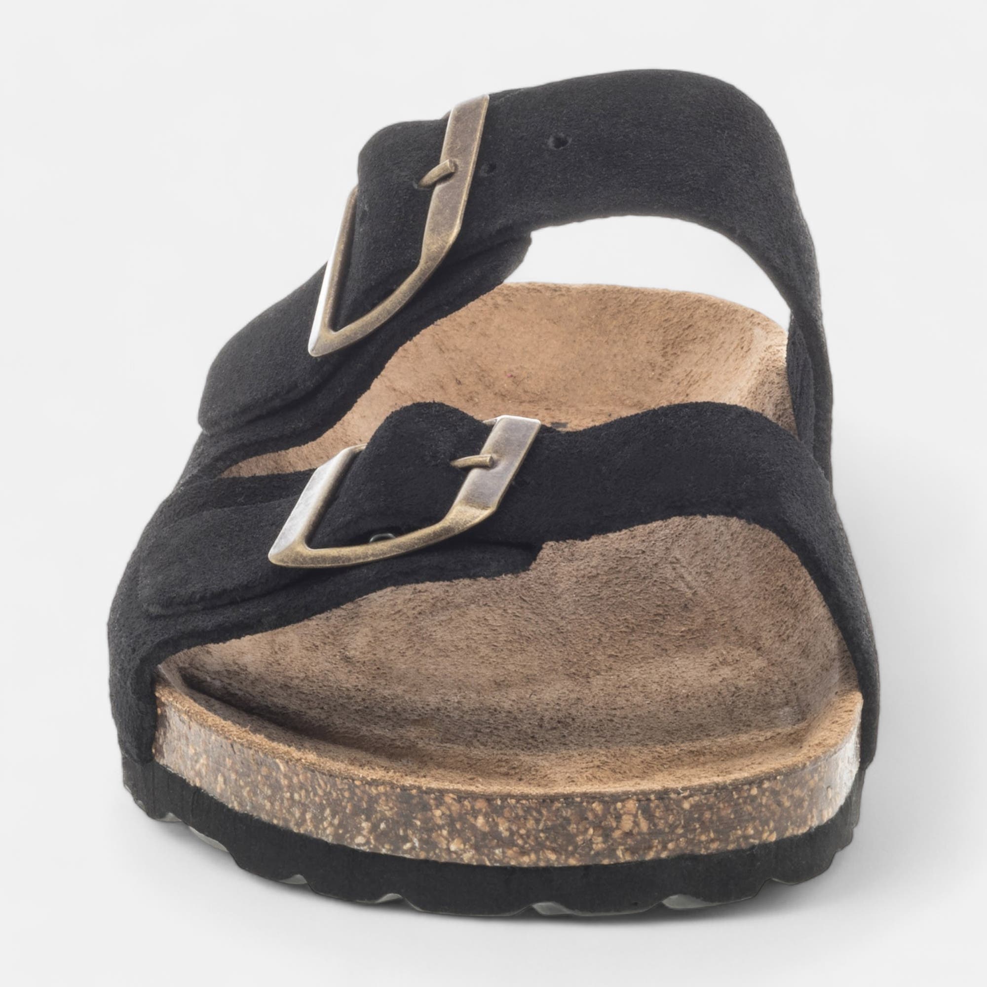 Mules semelle liège Homme en cuir noir