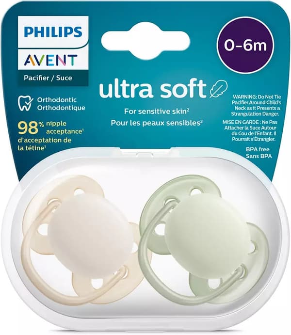 Philips Avent SCF091/05 Ultra Soft-spener, 0-6 måneder, 2 stk, nøytral