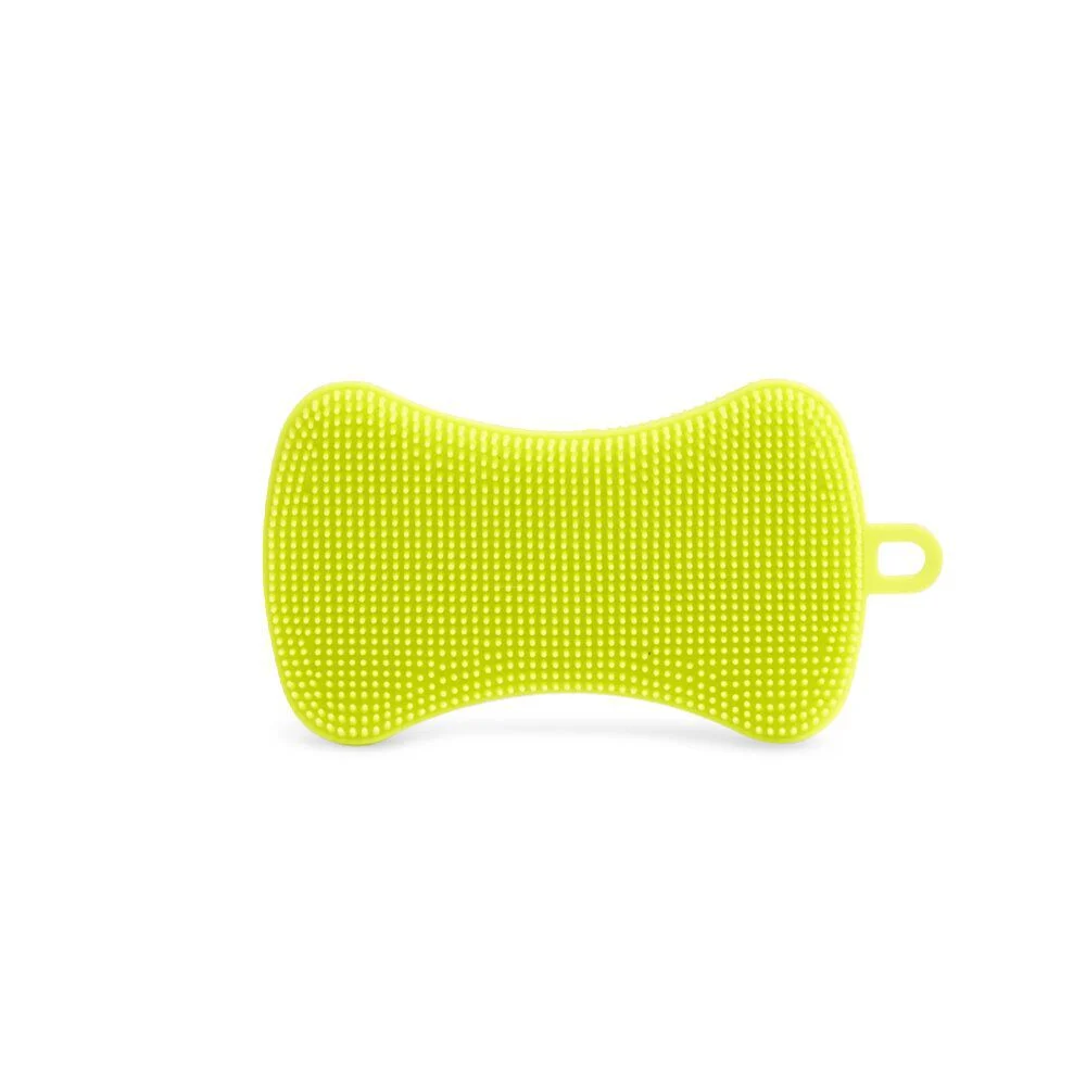 Lot de 2 éponges silicone jaune et bleu 13x11,5cm