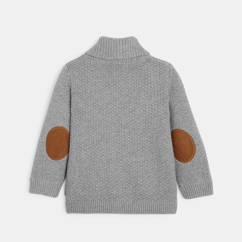 Gilet tricot chiné coton bio boutonné gris bébé garçon Gris ou noir