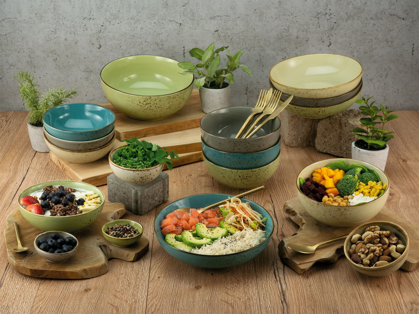 CreaTable Poke Bowl NATURE COLLECTION 22,5 cm wasserblau