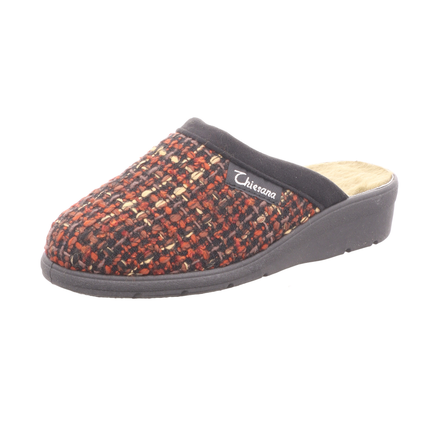 thiesana Damen-Pantoffel mit Warmfutter Braun-Schwarz-Mehrfarbig