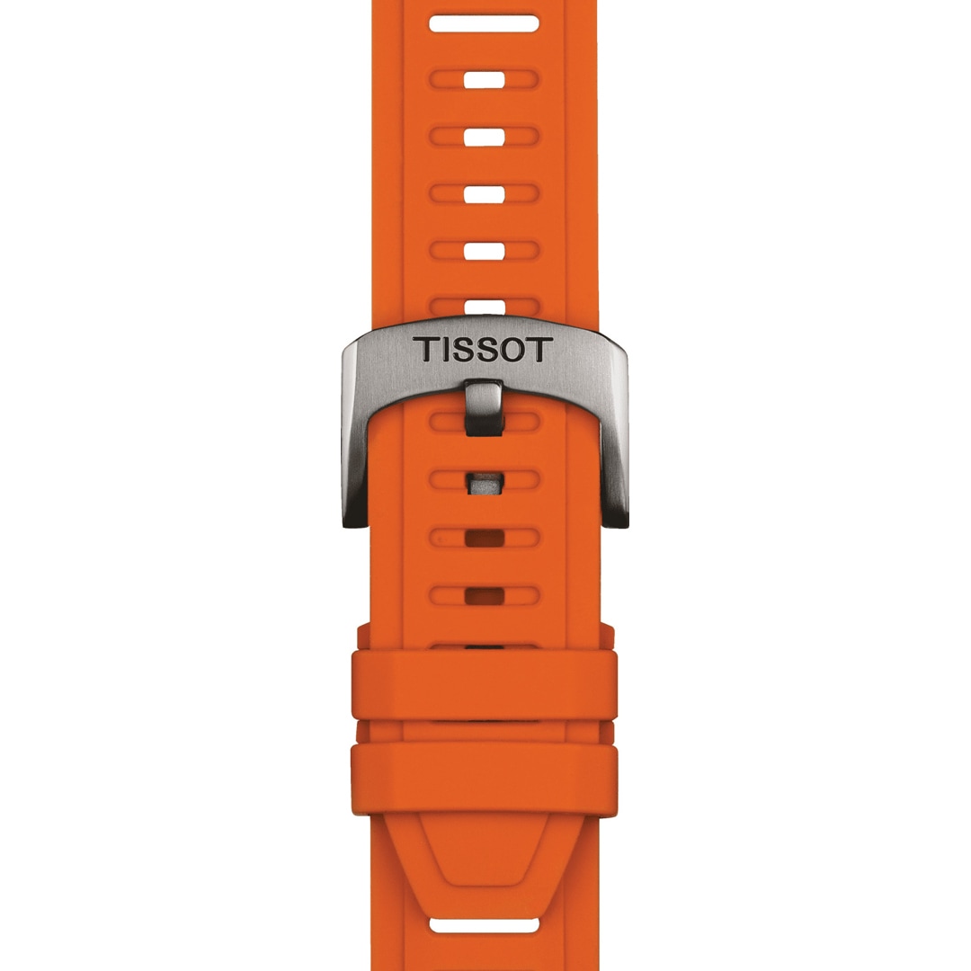 Tissot T-Touch Connect Sport Smartwatch Titan mit orangem Silikonarmband