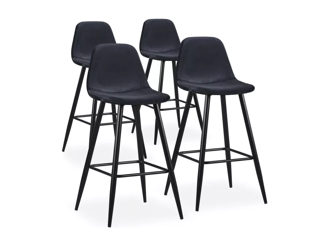 Lot de 4 Chaises de Bar Velours 