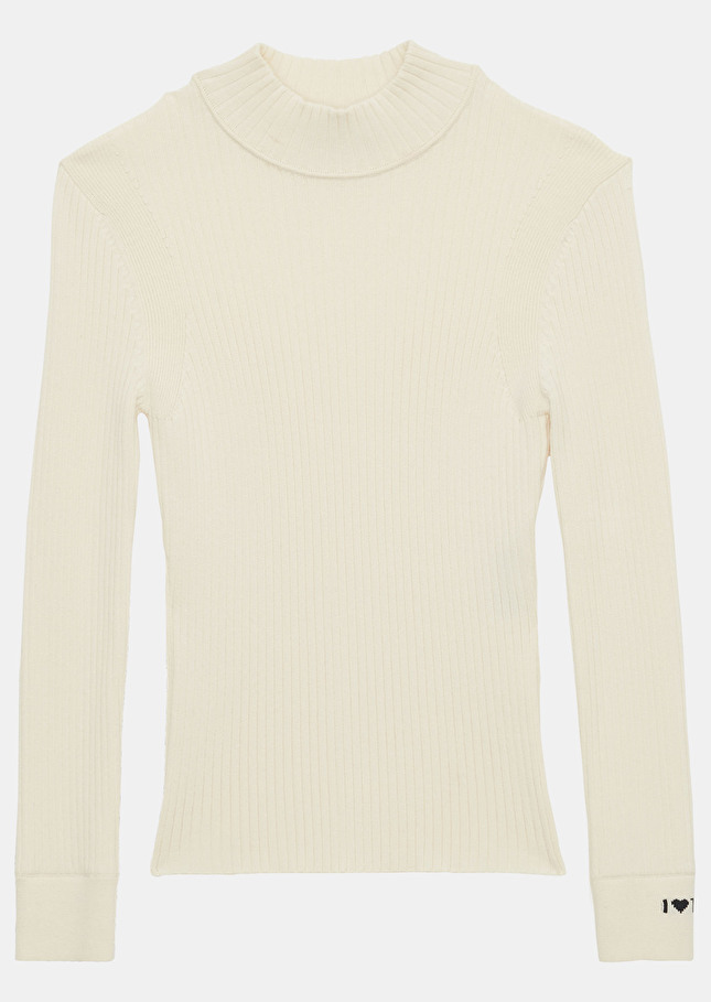 Pull Prudieécru côtelé