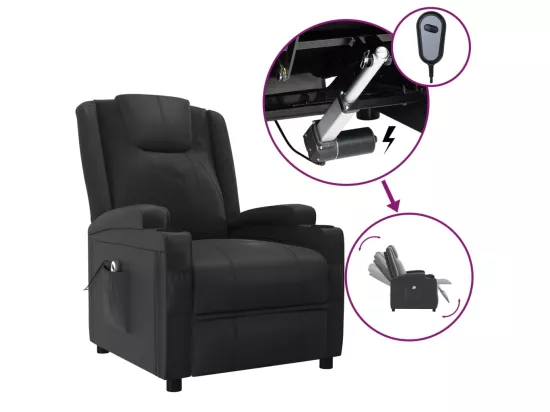 Fauteuil inclinable électrique Noir Similicuir