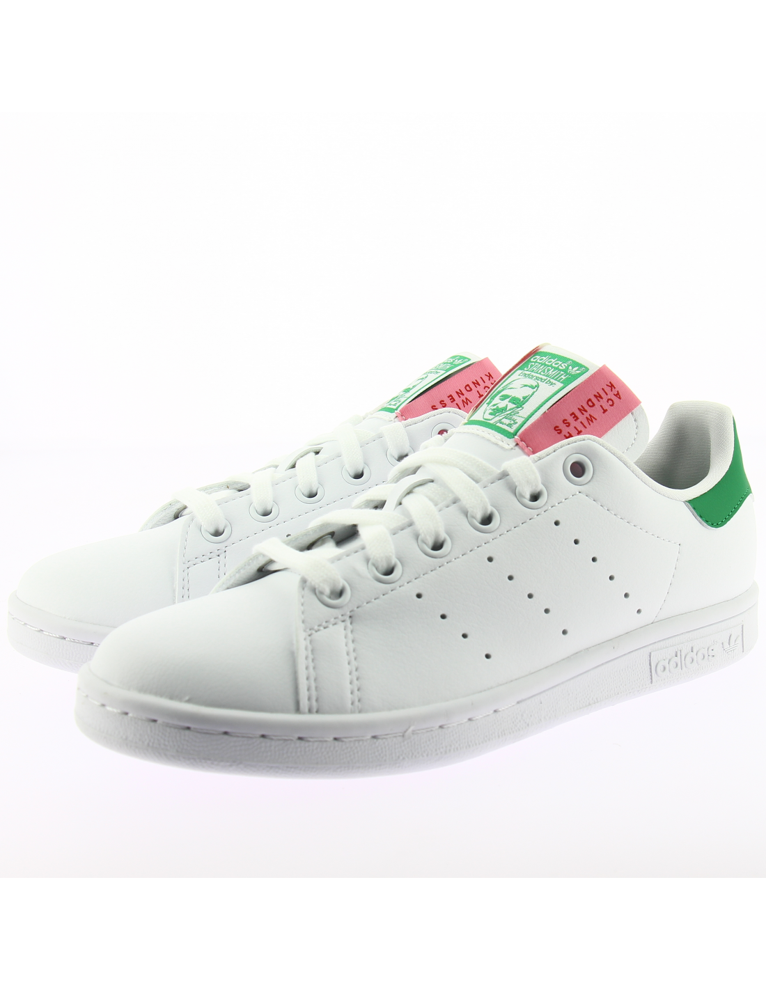 adidas sneakers femme stan smith vegan blanc vert rose