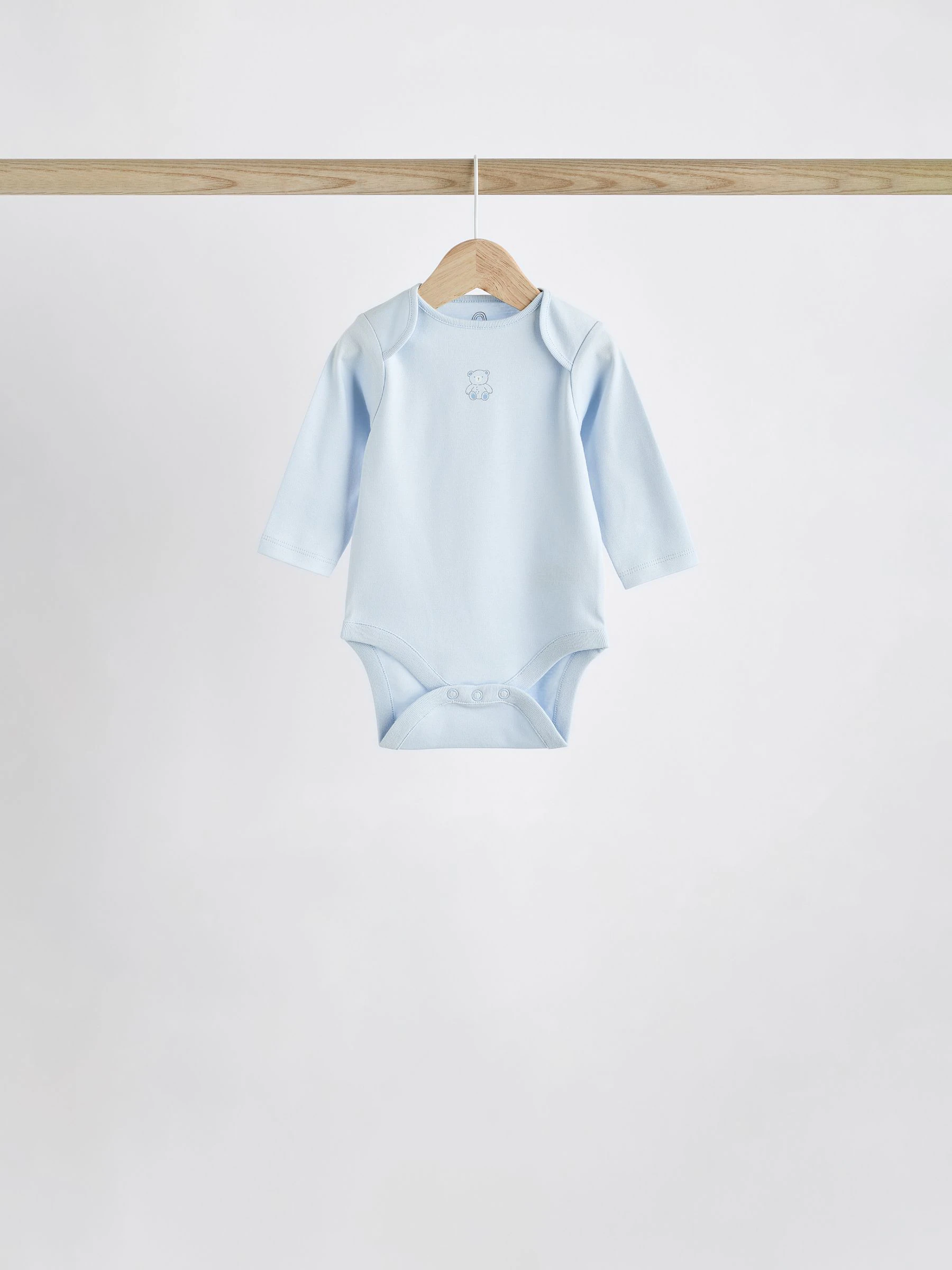 Blauw - Babyrompertjes met beer en lange mouwen