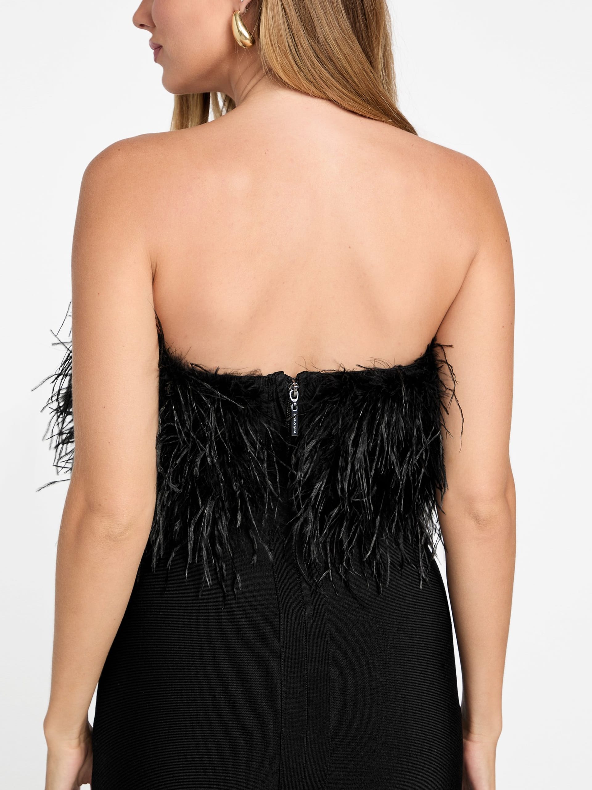 Vestido Evita com Bandagem de Penas