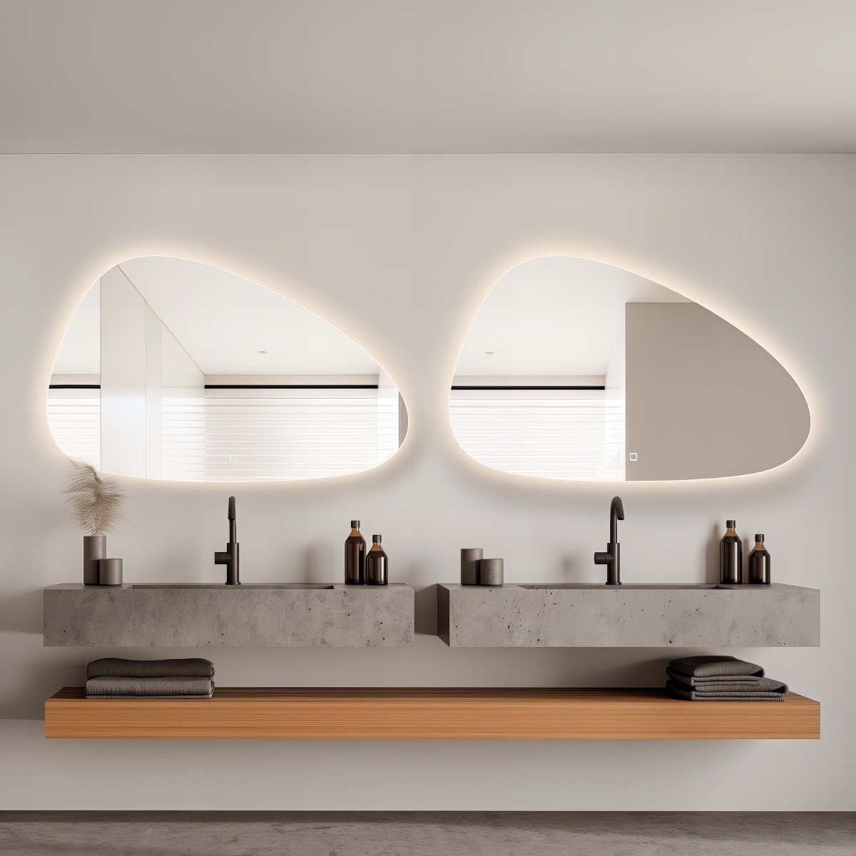 Saniclear Vibe organische spiegel 100x62.5cm met verlichting en verwarming