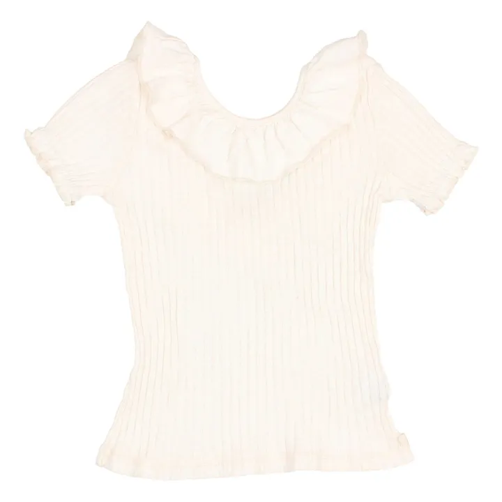 Búho T-shirt Volant Côtelé | Blanc