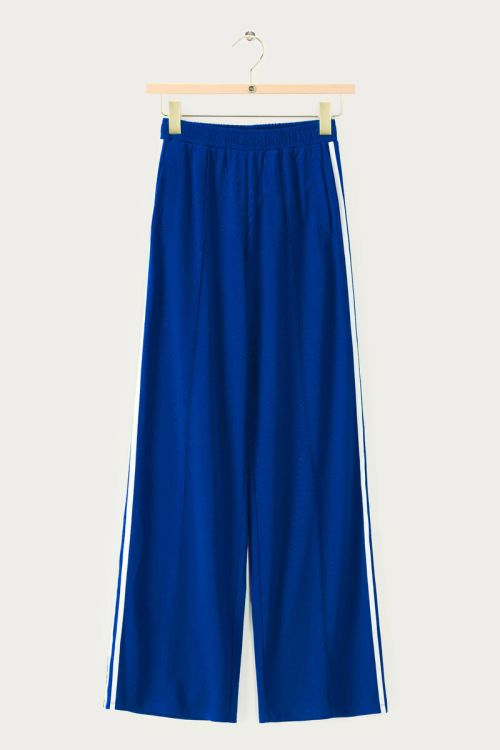 Donkerblauwe wijde jogger broek met strepen