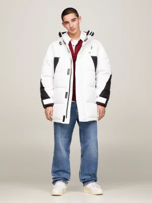 Parka puffer oversized com blocos de cores