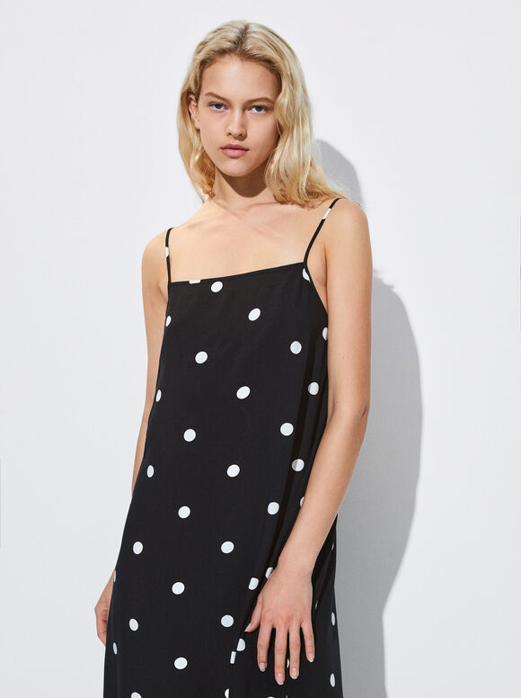 Vestido midi estampado - Preto